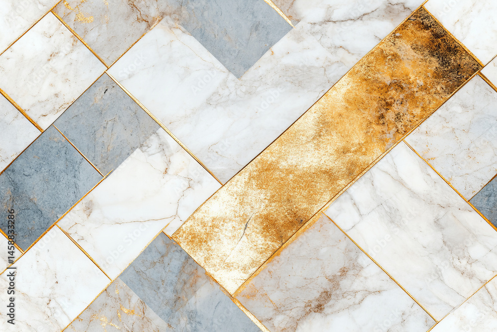 Elegant Marble And Gold Seamless Geometric Tile Pattern With Textured Background And Decorative Design Elegant Marble And Gold Seamless Geometric Tile Pattern With Textured Background And Decorative Design