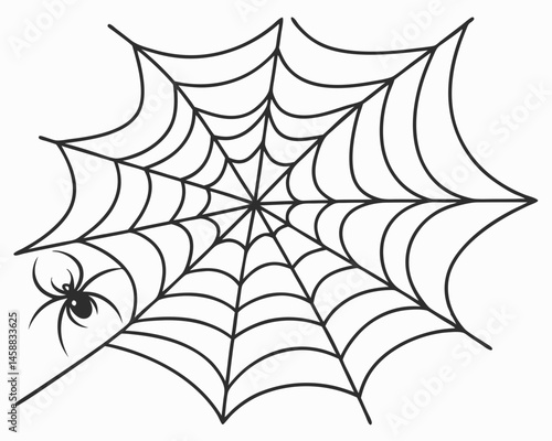 Spider Web with Spider: A intricate spider web, with its delicate threads spun in a beautiful geometric pattern, captures the essence of the autumn season and provides a perfect backdrop for a single.