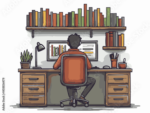  full-shot of a a person reviewing supply chain processes analyzing a flowchart on a computer screen,2