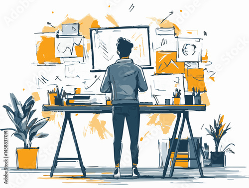  full-shot of a a person sketching a design for a new product3