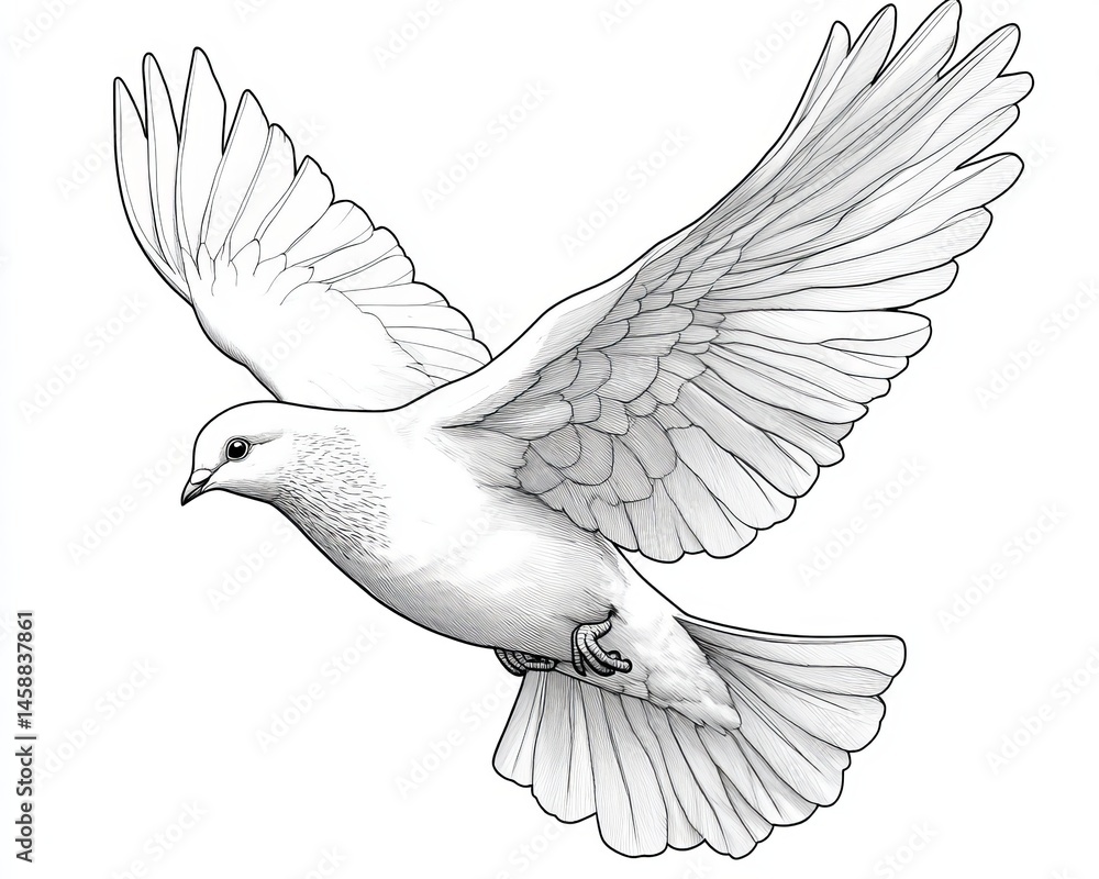 Obraz premium A transparent background provides the setting for a modern dove logo with a black outline