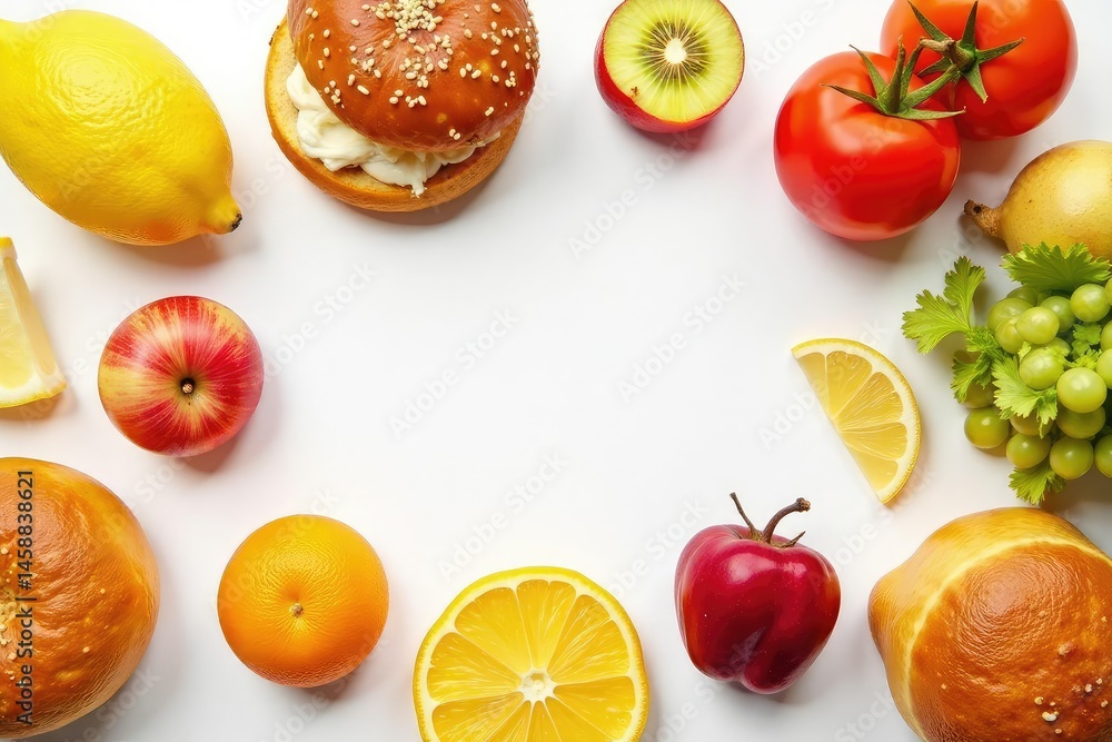 Naklejka premium Close-up of various unhealthy snacks on white background , delicious, candy