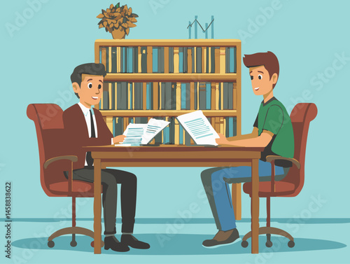  full-shot of a a person consulting with a legal advisor reviewing compliance documents, in a formal conference room,