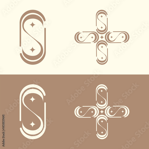 Modern S Monogram Logo with Star Accents
