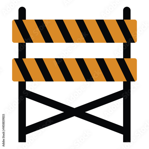 Under construction sign, Road block and barrier icon, vector set. Silhouette of Traffic barricade, Barrier icon, roadblock, road, car, barricade, striped vector design foe website, app, logo. 