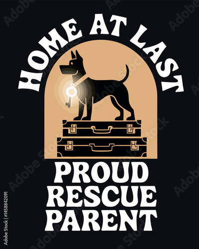 Proud Rescue Parent T-Shirt Featuring a Dog with Suitcases