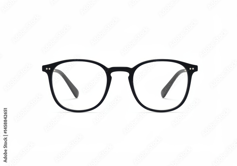 Fototapeta premium Stylish Black Round Eyeglasses Frames Modern Optical Glasses rim lens wear look retro trend design