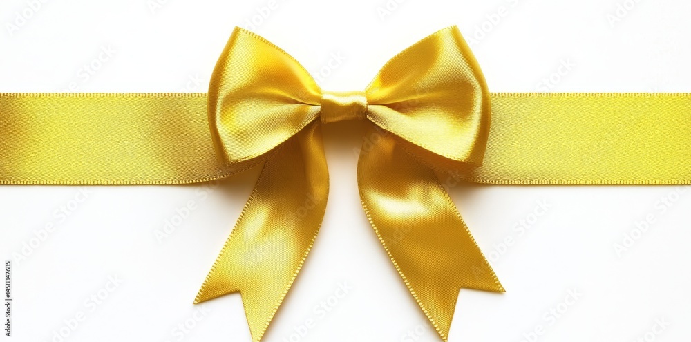 A substantial golden bow situated on the left side of a straight ribbon, set against a transparent backdrop, perfect for use in banners or frames on Easter, Christmas, birthdays, when giving gifts, A substantial golden bow situated on the left side of a straight ribbon, set against a transparent backdrop, perfect for use in banners or frames on Easter, Christmas, birthdays, when giving gifts,