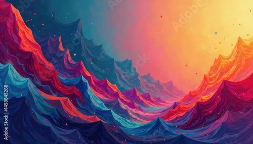 Geometric abstract shapes, vibrant color palette, modern style , illusion, circles, graphic