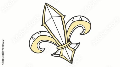 Vector decorative golden yellow crystal fleur de lis symbol with sharp edges and elegant curves, representing beauty and tradition
