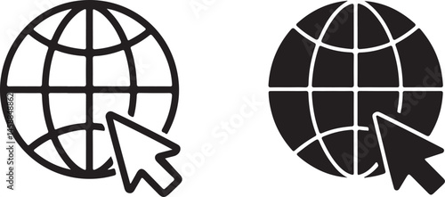 Internet Globe Cursor Click Connection Icons