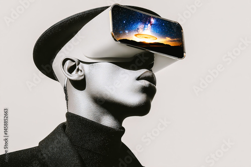 Obraz na płótnie Jeune homme portant un casque de vision 3d w salonie