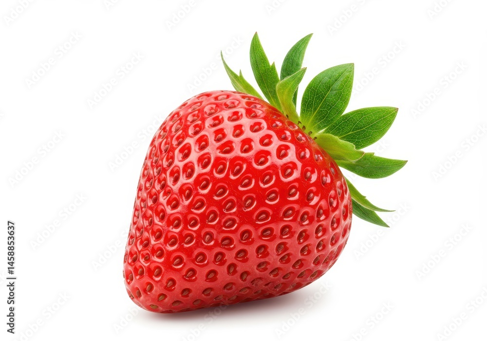 Single Fresh Red Strawberry Isolated White Background Food Leaf Fruit Sweet Juice Image Plant Green Single Fresh Red Strawberry Isolated White Background Food Leaf Fruit Sweet Juice Image Plant Green