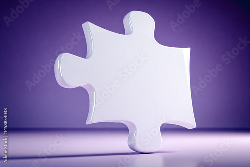 Pièce de puzzle en 3d sur fond violet