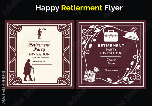 Retirement Flyer Design Template. Retirement Party Invitation Layout, square banner, and a4 poster, Retirement flyer template. Happy retirement party flyer design Happy retirement lunch party 
