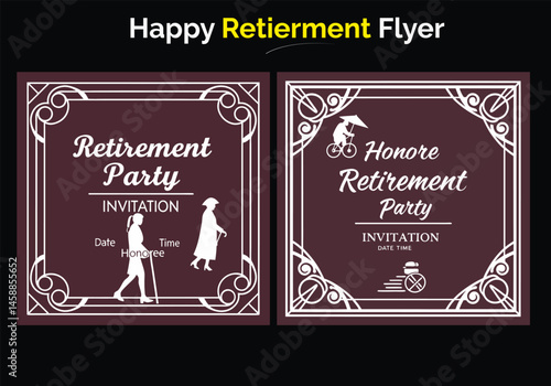 Retirement Flyer Design Template. Retirement Party Invitation Layout, square banner, and a4 poster, Retirement flyer template. Happy retirement party flyer design Happy retirement lunch party 