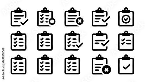 High quality checklist icon set ideal for planning organizing and tracking tasks in professional environments