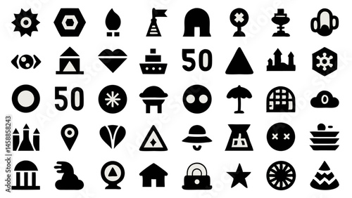 Unique visual representation of various user activities concepts and interface elements for intuitive design