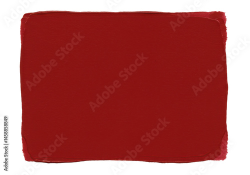 Crimson Square A bold red paint swatch with textured edges on black