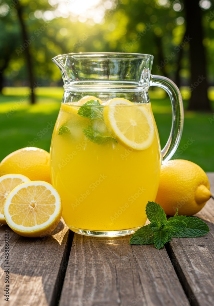 Refreshing Lemonade Pitcher with Lemons and Mint Refreshing Lemonade Pitcher with Lemons and Mint