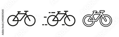 Bicycle icon. Two-wheeled bike vector illustration. Transportation and motion symbol for eco-friendly travel, cycling sports or fitness design. Urban mobility pictogram.