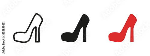 Heel shoe icon. Elegant high heel silhouette vector illustration. Fashion footwear symbol for womens style, beauty industry and clothing or boutique designs.