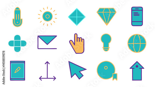 Clean and simple cursor and finger click icon set designed for digital interfaces website navigation UI elements and intuitive user interaction in web design