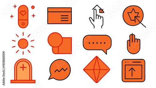 Stylized click icons with hand cursor and mouse gestures perfect for interface design responsive UI elements and interactive digital experience visuals