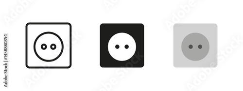 Socket icon. Electrical wall outlet with two pin holes vector illustration. Power supply symbol for devices, home electricity or energy infrastructure concepts.