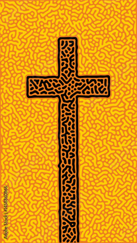 Vatican Cross Christianity Catholic Symbol in Abstract Pattern Background