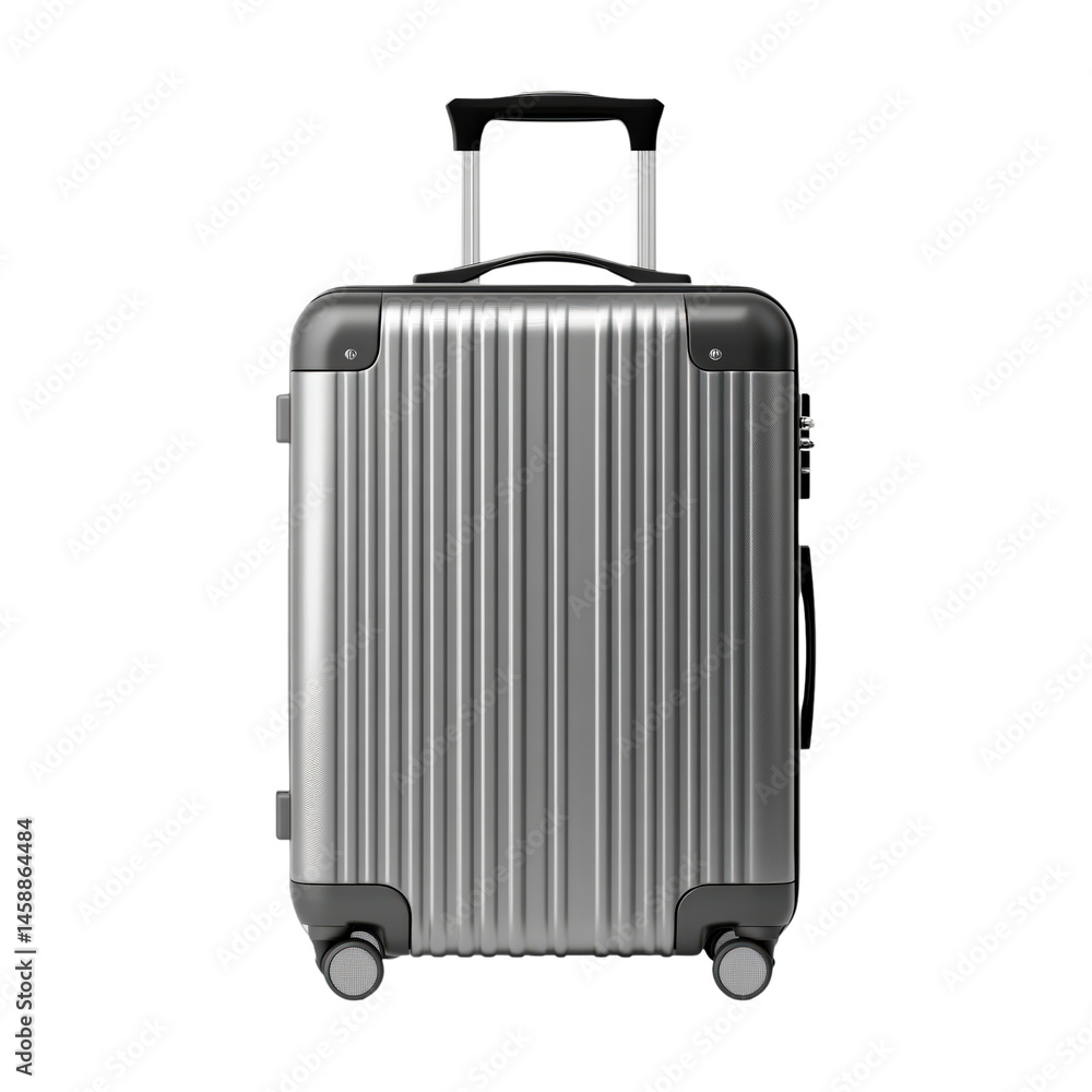 Durable gray suitcase on a transparent background Durable gray suitcase on a transparent background