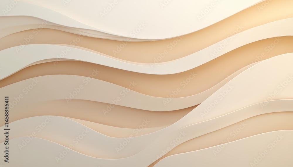 Obraz premium Elegant Beige Abstract Waves Background with Smooth Layered Curves in a Modern Minimalist Design