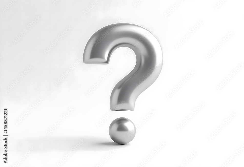 Shiny Silver Question Mark – 3D Icon Shiny Silver Question Mark – 3D Icon