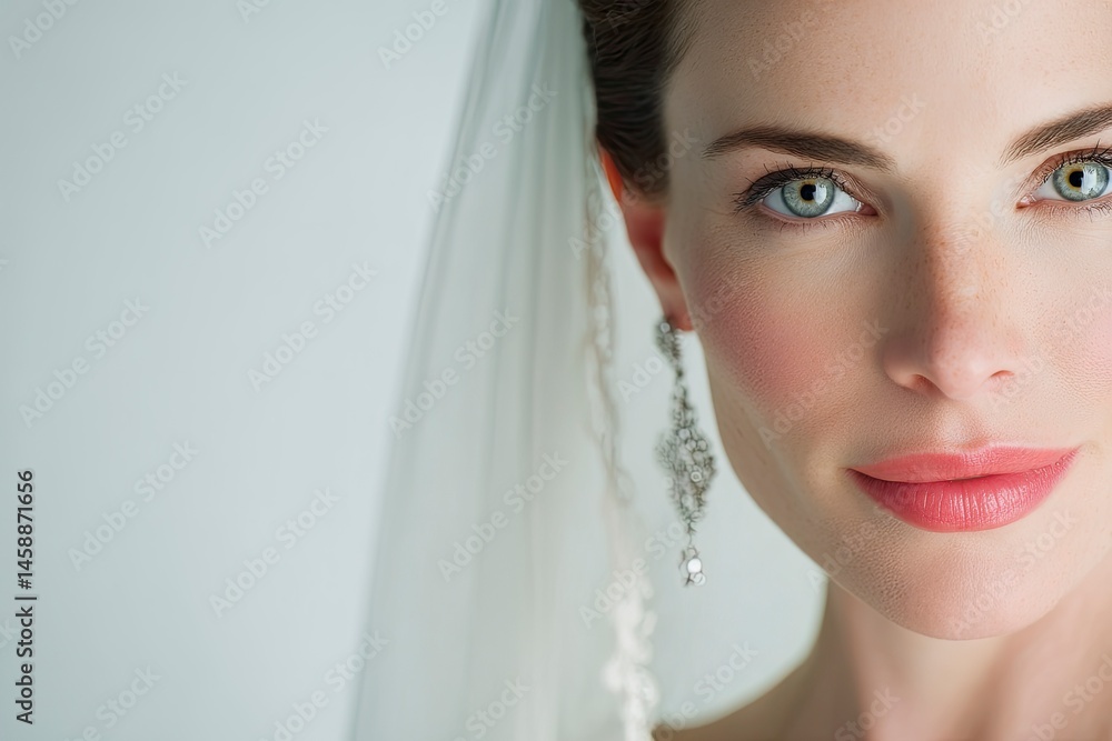 Bride Portrait with Veil and Earring Bride Portrait with Veil and Earring