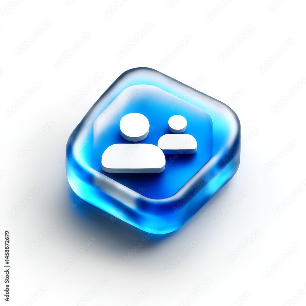 Modern Glass People Icon: Network, Social Connection, and Team Representation Modern Glass People Icon: Network, Social Connection, and Team Representation
