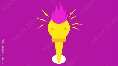 Punk Treat A bright yellow ice cream scoop in a cone features a vivid purple mohawk that stands tall. The character has an exaggerated frown giving it a tough demeanor. Around it