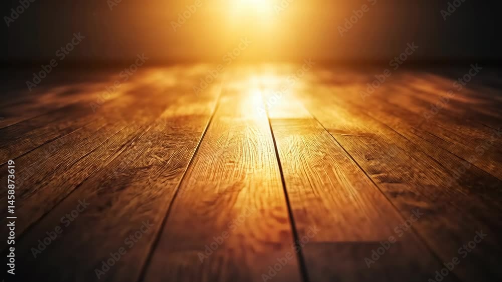Warm light illuminates rich brown wooden floorboards Warm light illuminates rich brown wooden floorboards