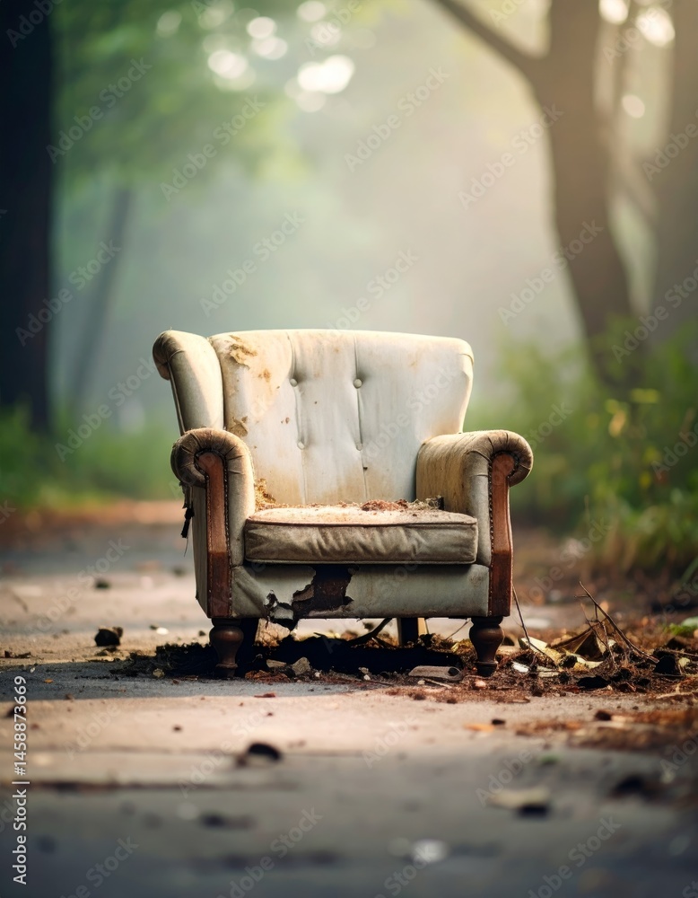 Fototapeta premium Ripped old armchair in lost place