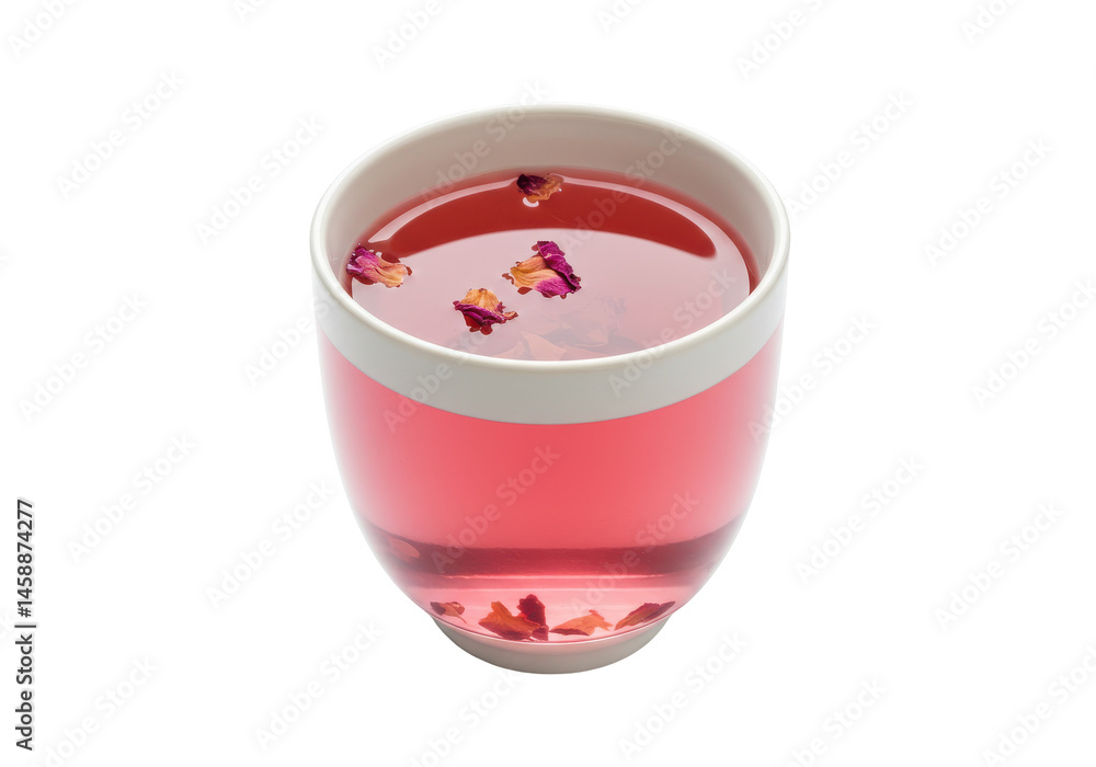 Rose Petal Tea Aromatic bloom in a porcelain cup serenely afloat Rose Petal Tea Aromatic bloom in a porcelain cup serenely afloat