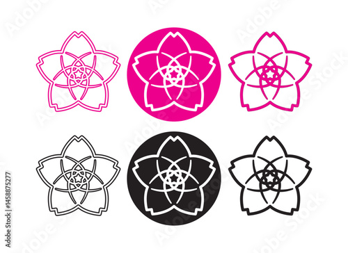Illustration vector concept of cherry blossom flower or sakura symbol logo icon