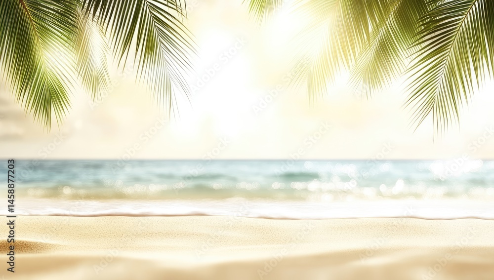 Tropical beach scene, golden hour Tropical beach scene, golden hour