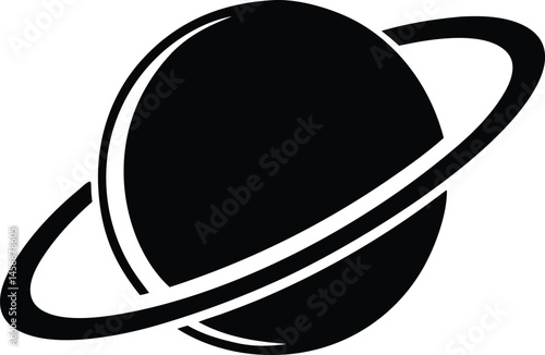 planet with ring silhouette vector illustration, Saturn Silhouette