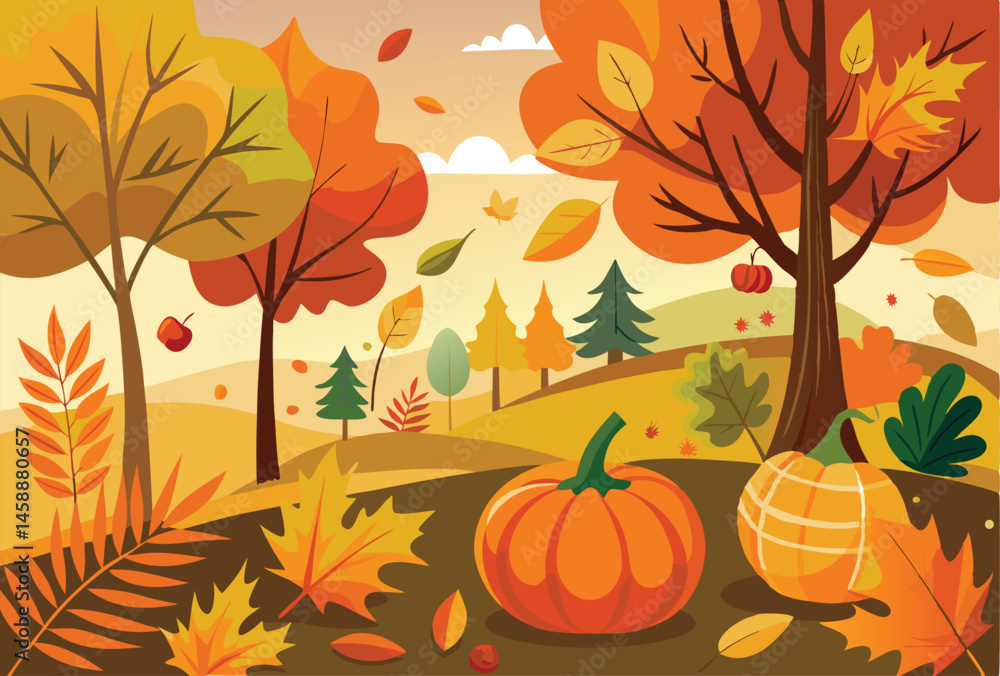 Naklejka premium Fall Leaves Scenery