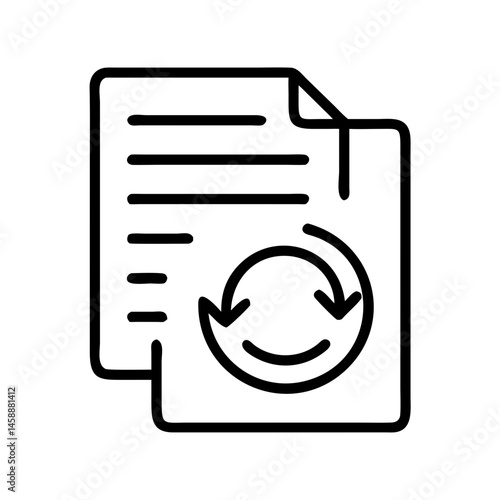Document with Circular Sync Arrows Icon Representing File Synchronization and Data Updating