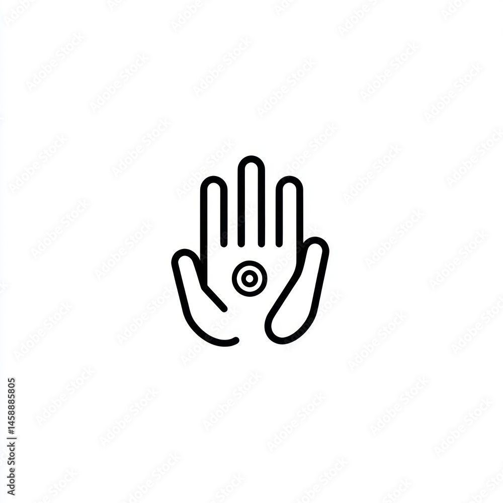 Two Hands Showing Third Eye Chakra, Spiritual Symbol, Vector Illustration Two Hands Showing Third Eye Chakra, Spiritual Symbol, Vector Illustration