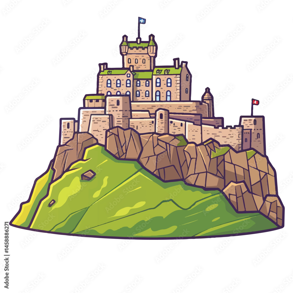 A cute of Edinburgh Castle vector illustration A cute of Edinburgh Castle vector illustration