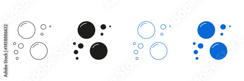 Bubble And Circle Icons Line And Solid Icon Set. Soap Bubble And Circular Geometric Shapes Symbol Collection. Isolated Vector Illustration
