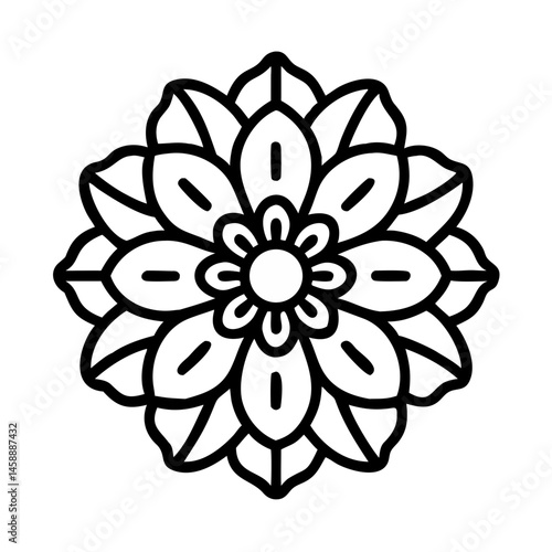 Floral Mandala Icon with Central Blossom Detail Representing Nature and Spiritual Harmony