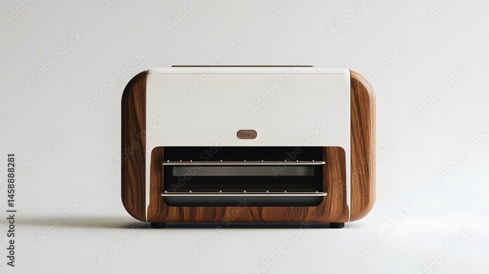 Fototapeta premium Retro Toaster with White Wood Kitchen.
