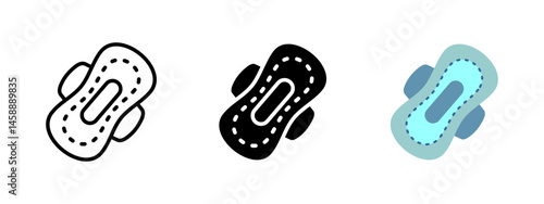 Sanitary pad icon. Soft absorbent menstrual pad with side wings vector illustration. Feminine hygiene and personal care symbol. Clean and protective health product sign. Comfort pictogram.